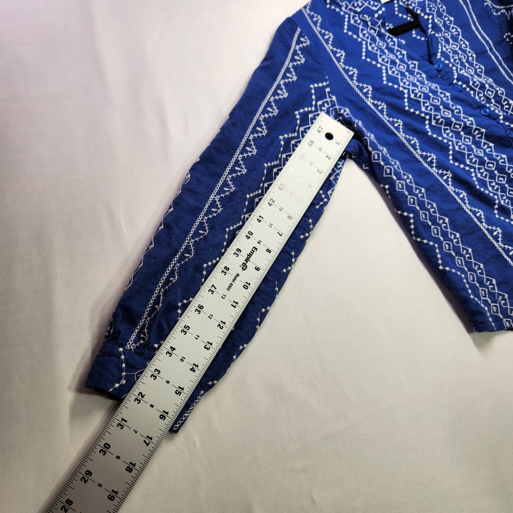 Blue Patterned Button Down Shirt - image 7